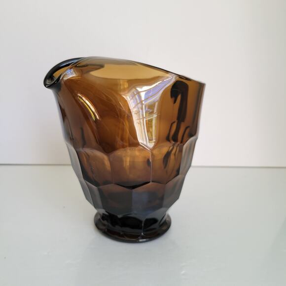 Vintage Viking Glass Pitcher Chestnut Georgian Honeycomb Ice Lip Mid Century - Picture 2 of 11